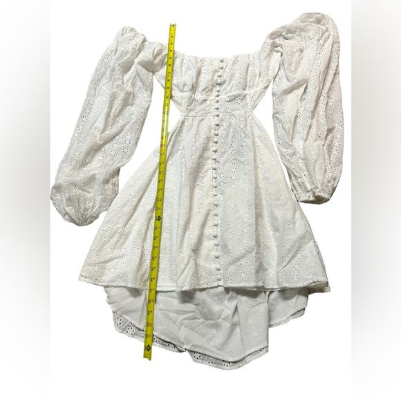 Sabo Luxe white eyelet long sleeve criss cross back dress Size 10 - Picture 5 of 11